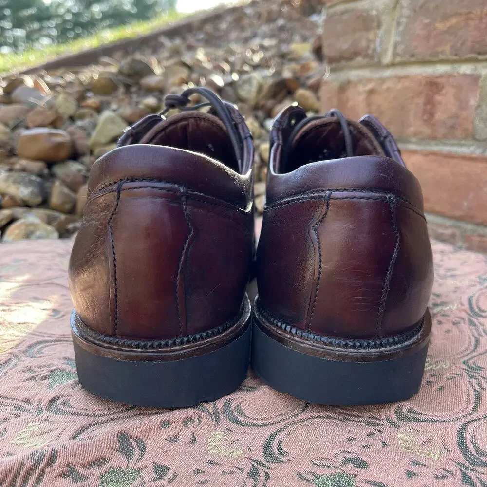 Neil M Mens Oxford Dress Shoes 11.5D Brown Pebbled Leather Lace Up NM402023 USA
